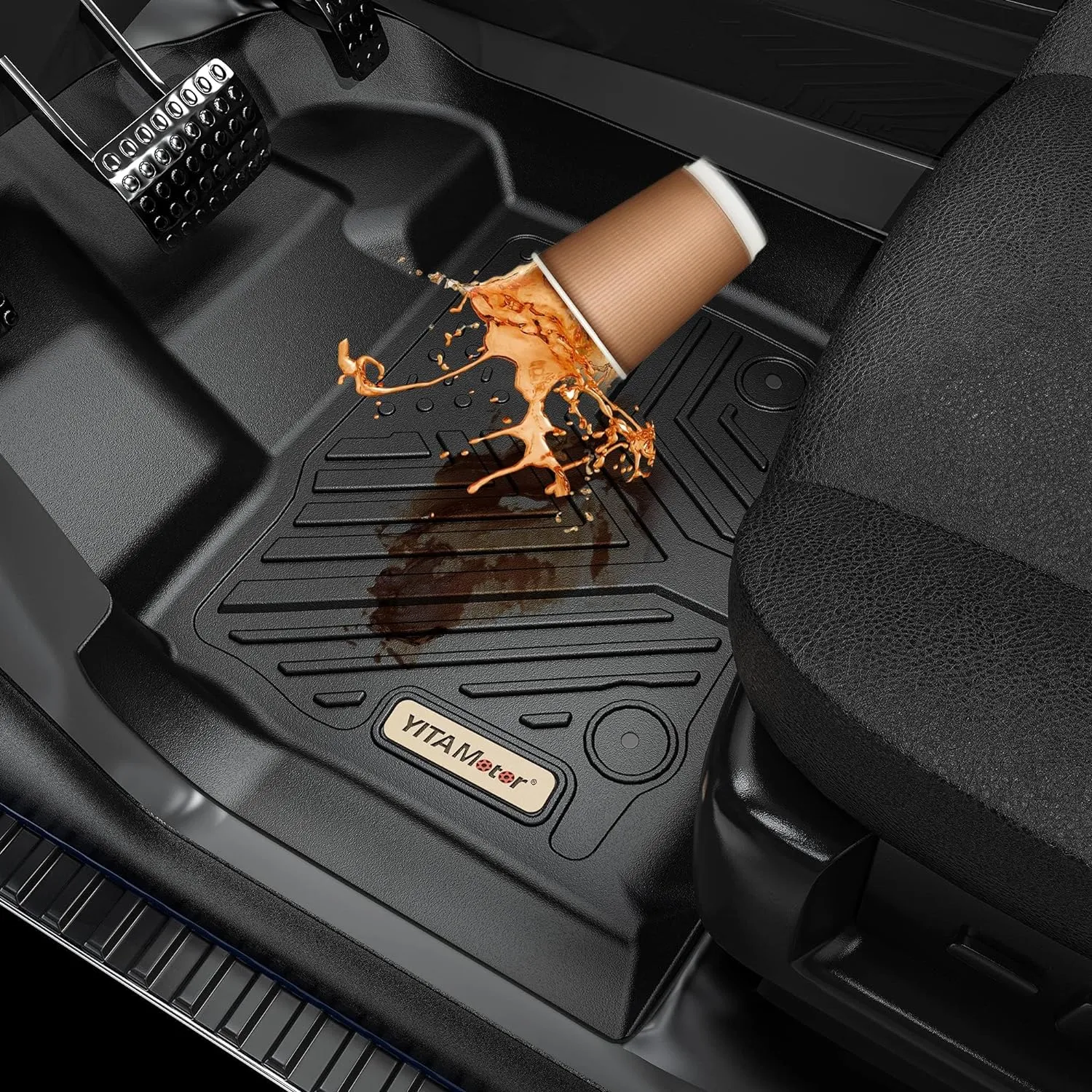 YITAMOTOR® Floor Mats Compatible with 2018-2023 Hyundai Kona (NO Electric Models), 1st & 2nd Row All Weather Protection, Black Floor Liner