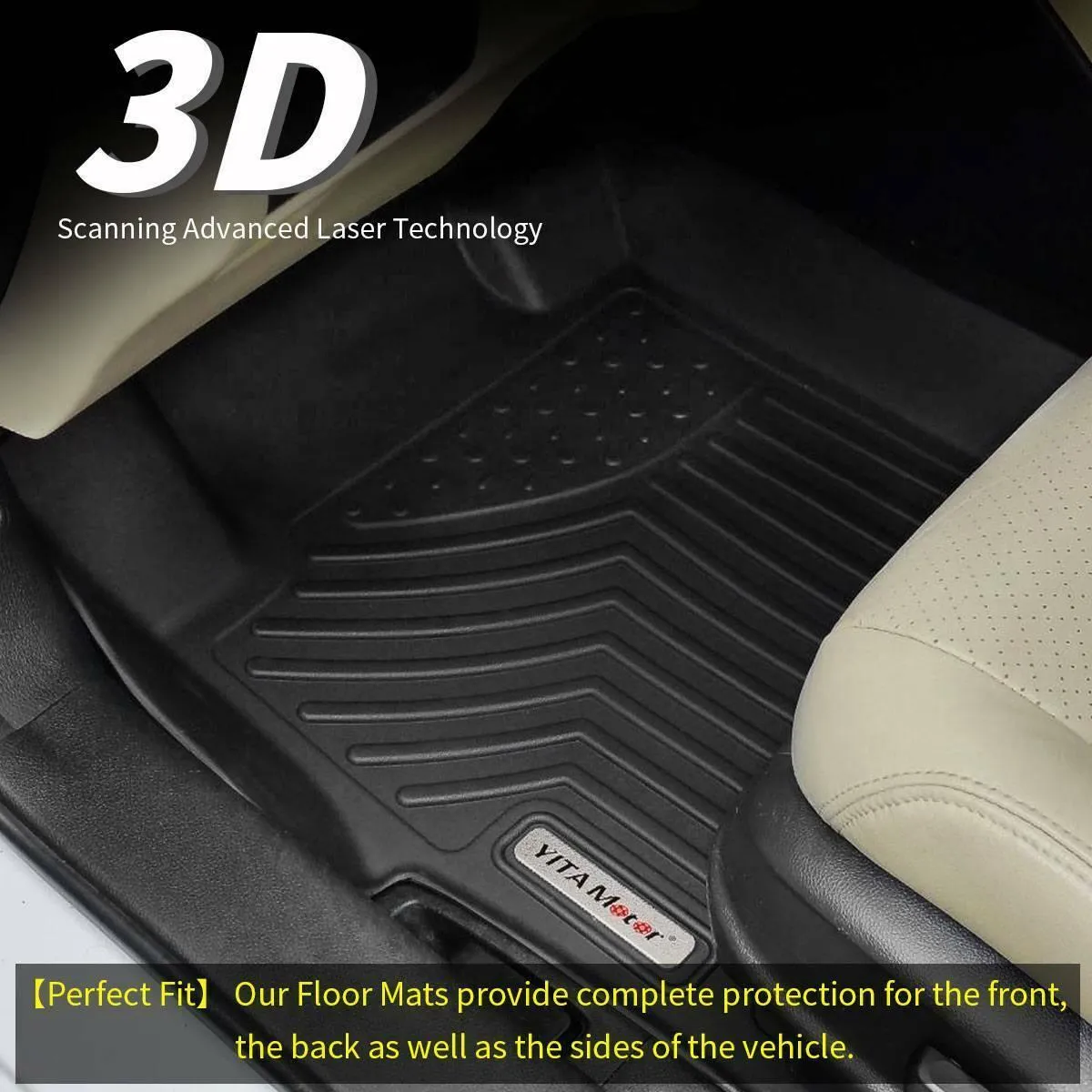 YITAMOTOR® Floor Mats Floor Liner for 2015-2020 Chevrolet Tahoe/GMC Yukon, 1st & 2nd Row All Weather Protection