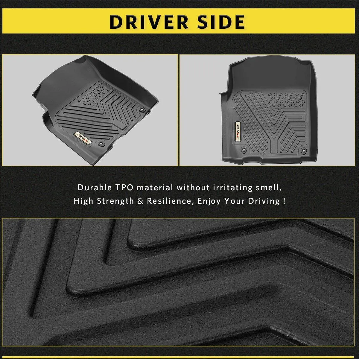 YITAMOTOR® Floor Mats Floor Liners for 2012-2018 Dodge Ram 1500 Quad Cab Only, 1st & 2nd Row All Weather Protection