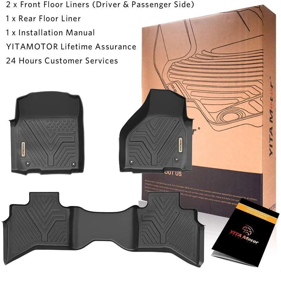 YITAMOTOR® Floor Mats Floor Liners for 2012-2018 Dodge Ram 1500 Quad Cab Only, 1st & 2nd Row All Weather Protection