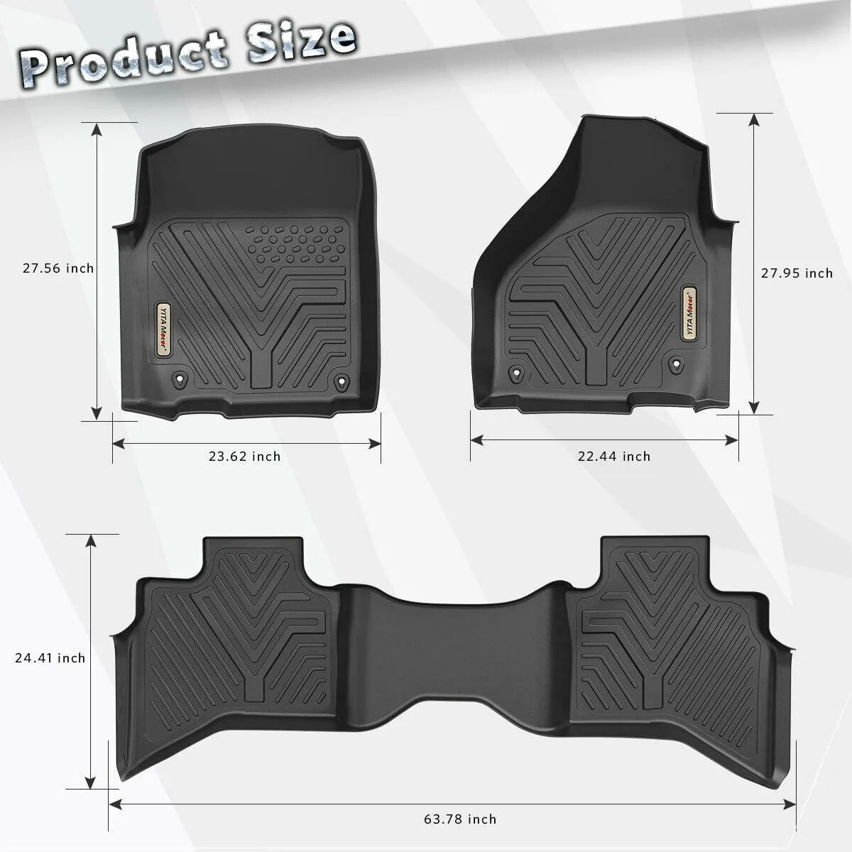 YITAMOTOR® Floor Mats Floor Liners for 2012-2018 Dodge Ram 1500 Quad Cab Only, 1st & 2nd Row All Weather Protection