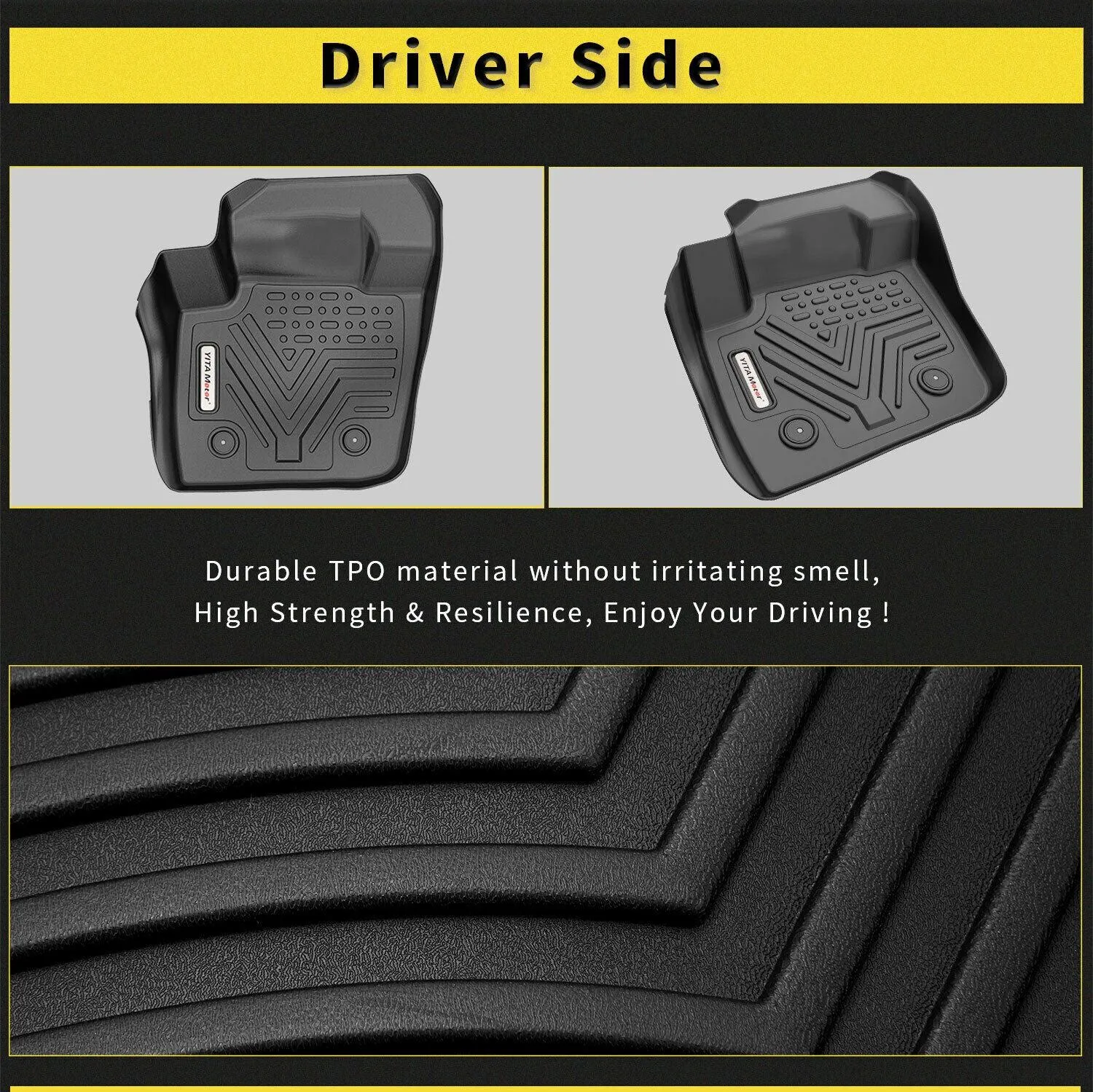 YITAMOTOR® Floor Mats Floor Liners for 2013-2016 Ford Fusion Lincoln MKZ, 1st & 2nd Row All Weather Protection