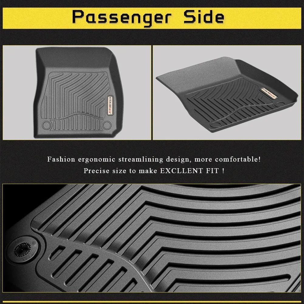 YITAMOTOR® Floor Mats Floor Liners For 2016-2024 Chevrolet Malibu 1st 2nd Row Heavy Duty Rubber All Weather Protection