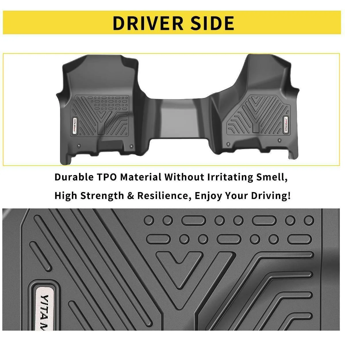 YITAMOTOR® Floor Mats For 12-18 Dodge Ram 1500/2500/3500 Crew Cab,19-23 Ram 1500 Classic Crew Cab