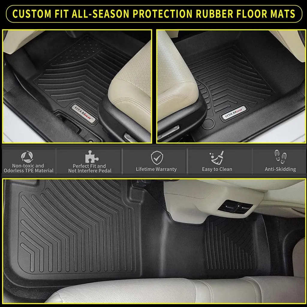 YITAMOTOR® Floor Mats For 18-23 Chevy Traverse, Custom-Fit Black TPE, 1st, 2nd and 3rd Row All-Weather Protection