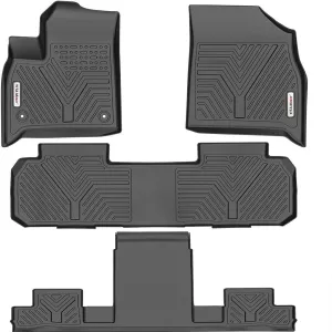 YITAMOTOR® Floor Mats For 18-23 Chevy Traverse, Custom-Fit Black TPE, 1st, 2nd and 3rd Row All-Weather Protection