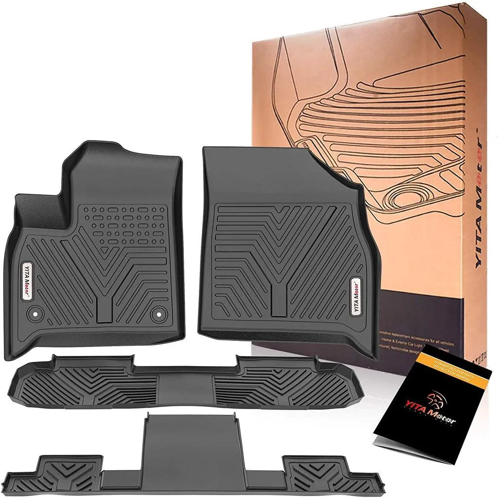 YITAMOTOR® Floor Mats For 18-23 Chevy Traverse, Custom-Fit Black TPE, 1st, 2nd and 3rd Row All-Weather Protection