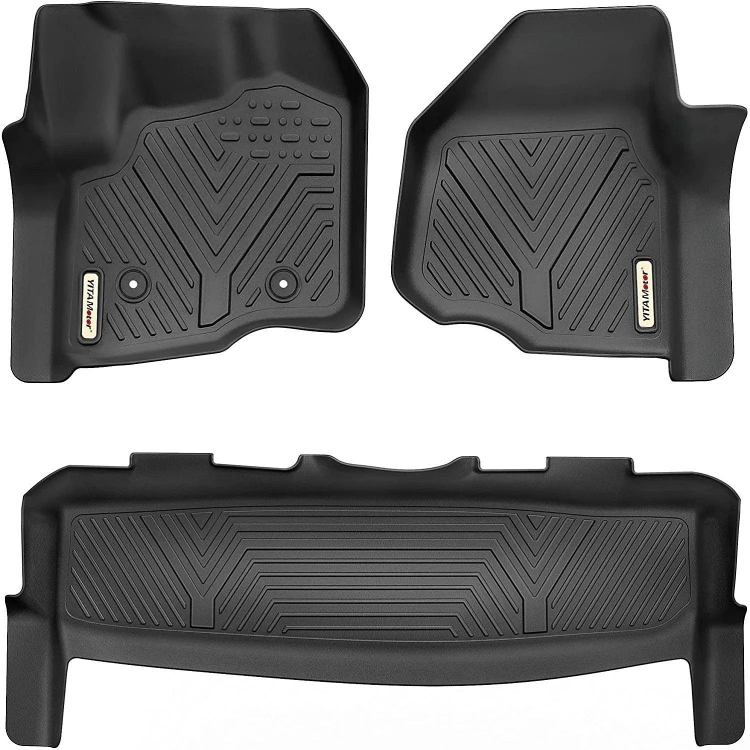 YITAMOTOR® Floor Mats for 2012-2016 Ford F-250/F-350/F-450 SuperCrew/Crew Cab, Custom Fit 1st & 2nd Row FloorLiner Set