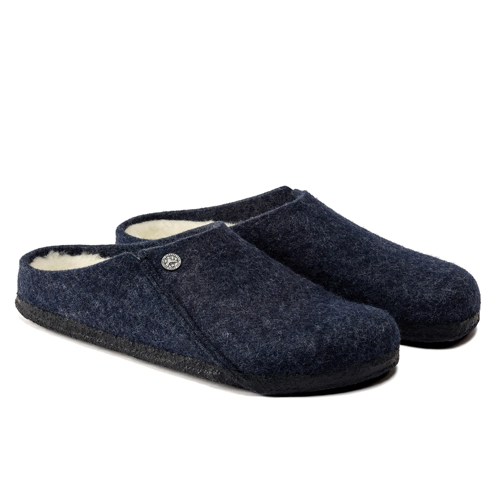 Zermatt Wool Felt Shearling Clogs - Dark Blue